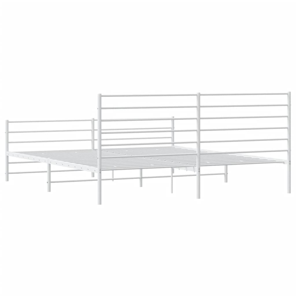 Sengeramme i metall med hode- og fotgavl hvit 200x200 cm