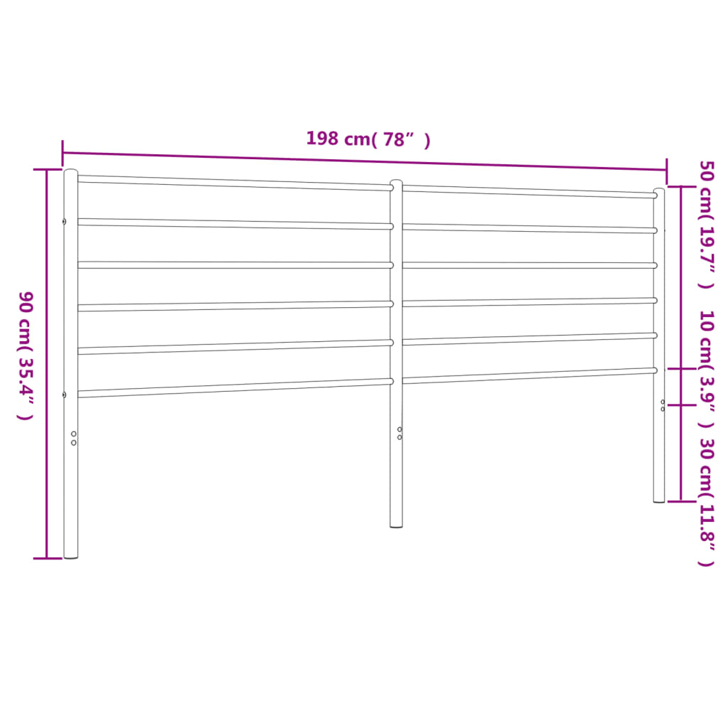 Utskiftbar sengegavl i metall hvit 193 cm