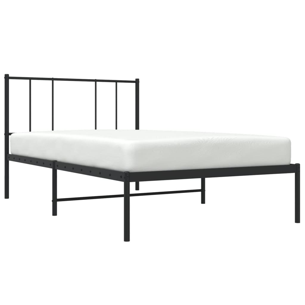 Sengeramme i metall med hodegavl svart 80x200 cm