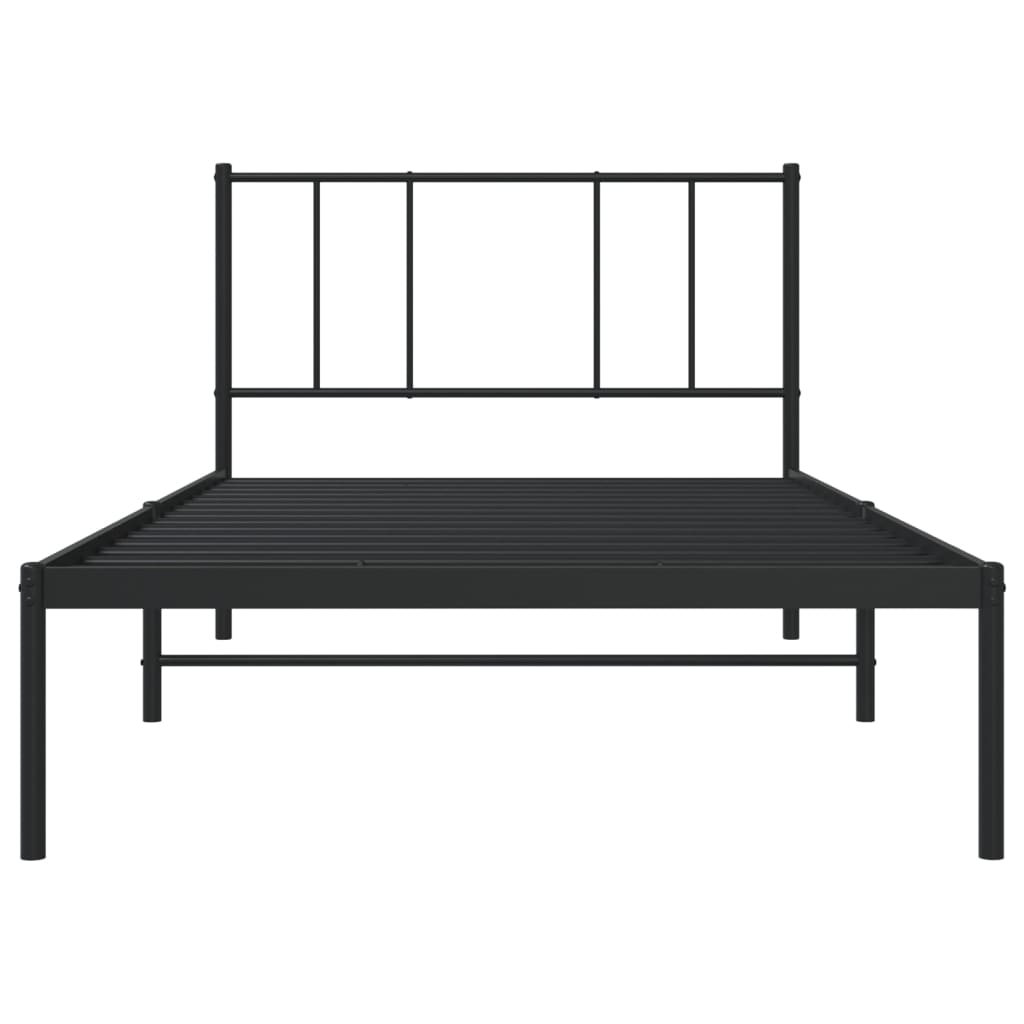 Sengeramme i metall med hodegavl svart 80x200 cm
