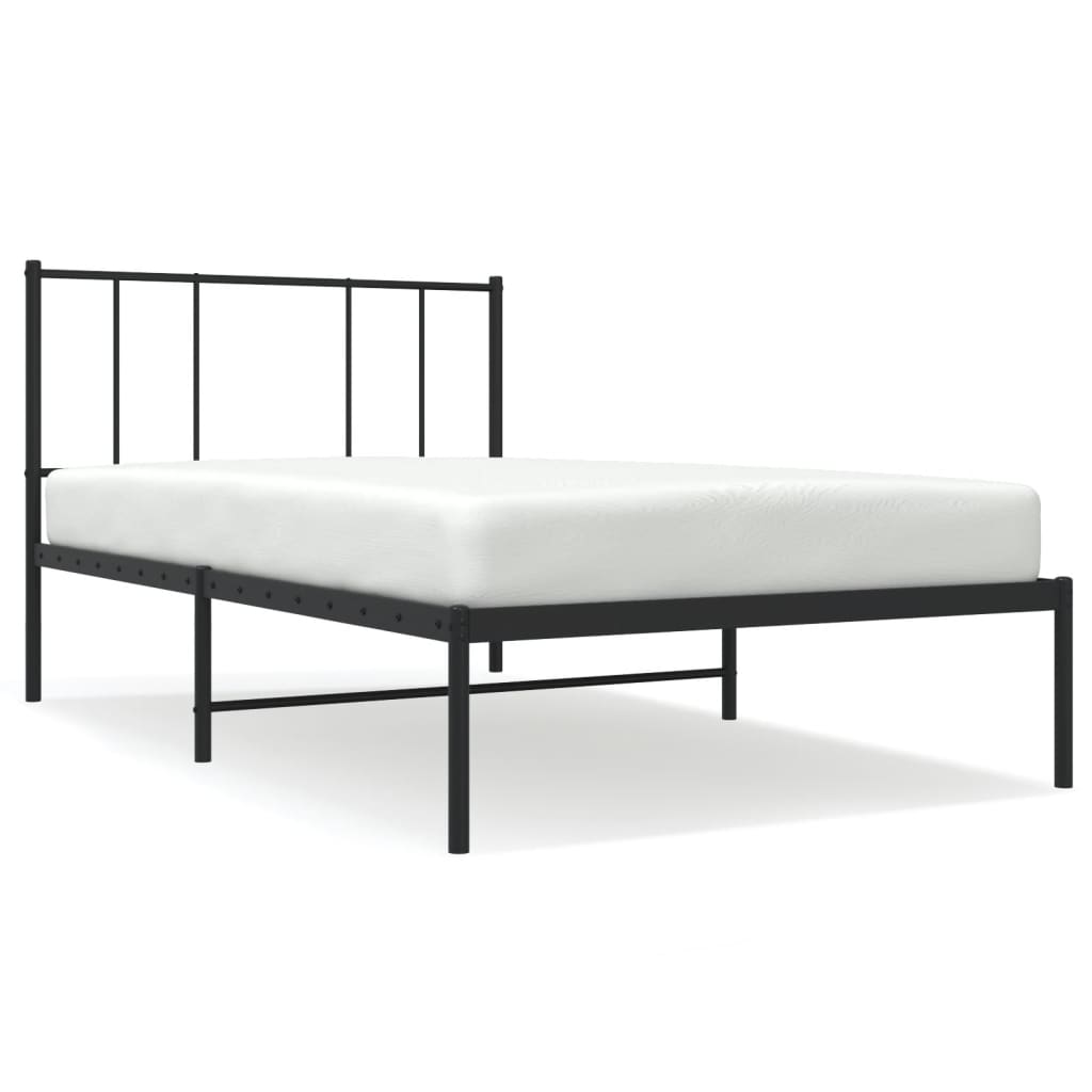 Sengeramme i metall med hodegavl svart 100x190 cm