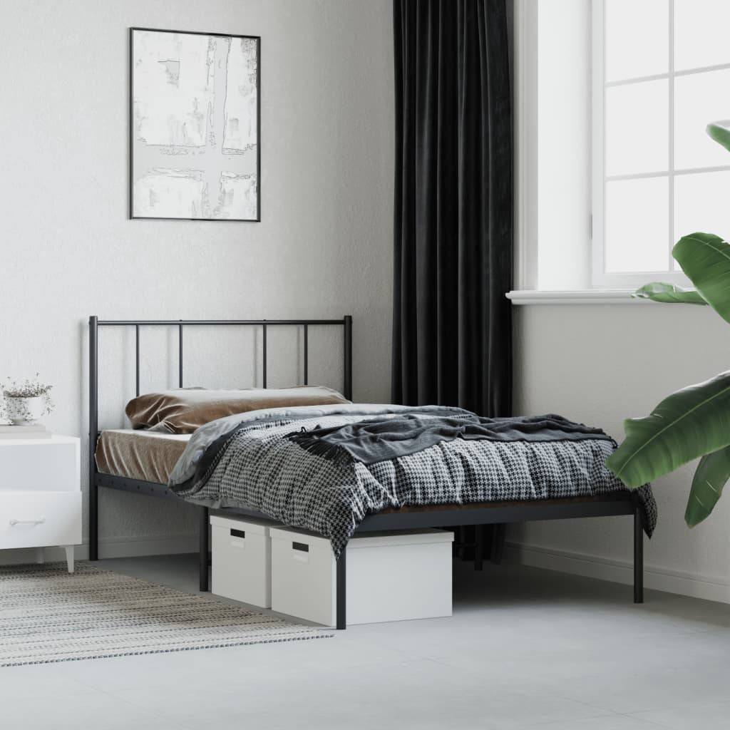Sengeramme i metall med hodegavl svart 100x190 cm