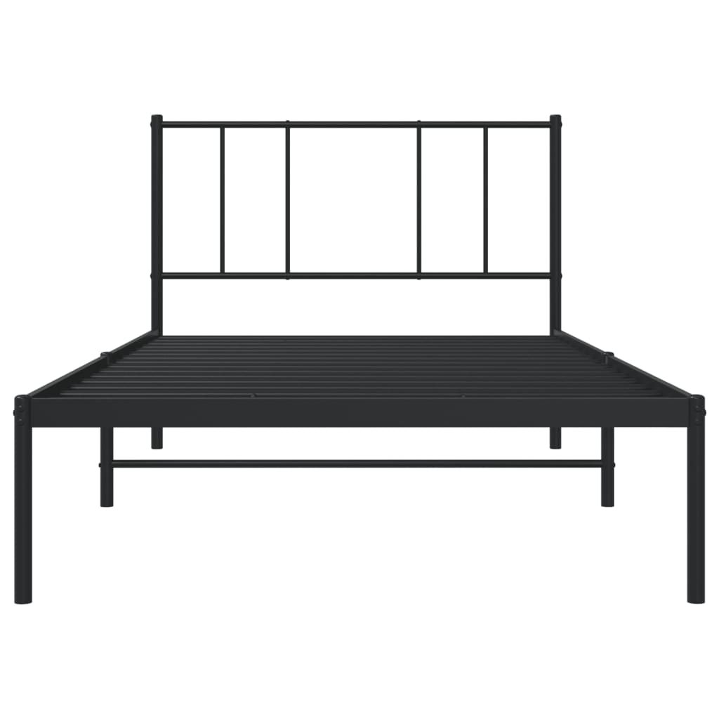 Sengeramme i metall med hodegavl svart 100x190 cm