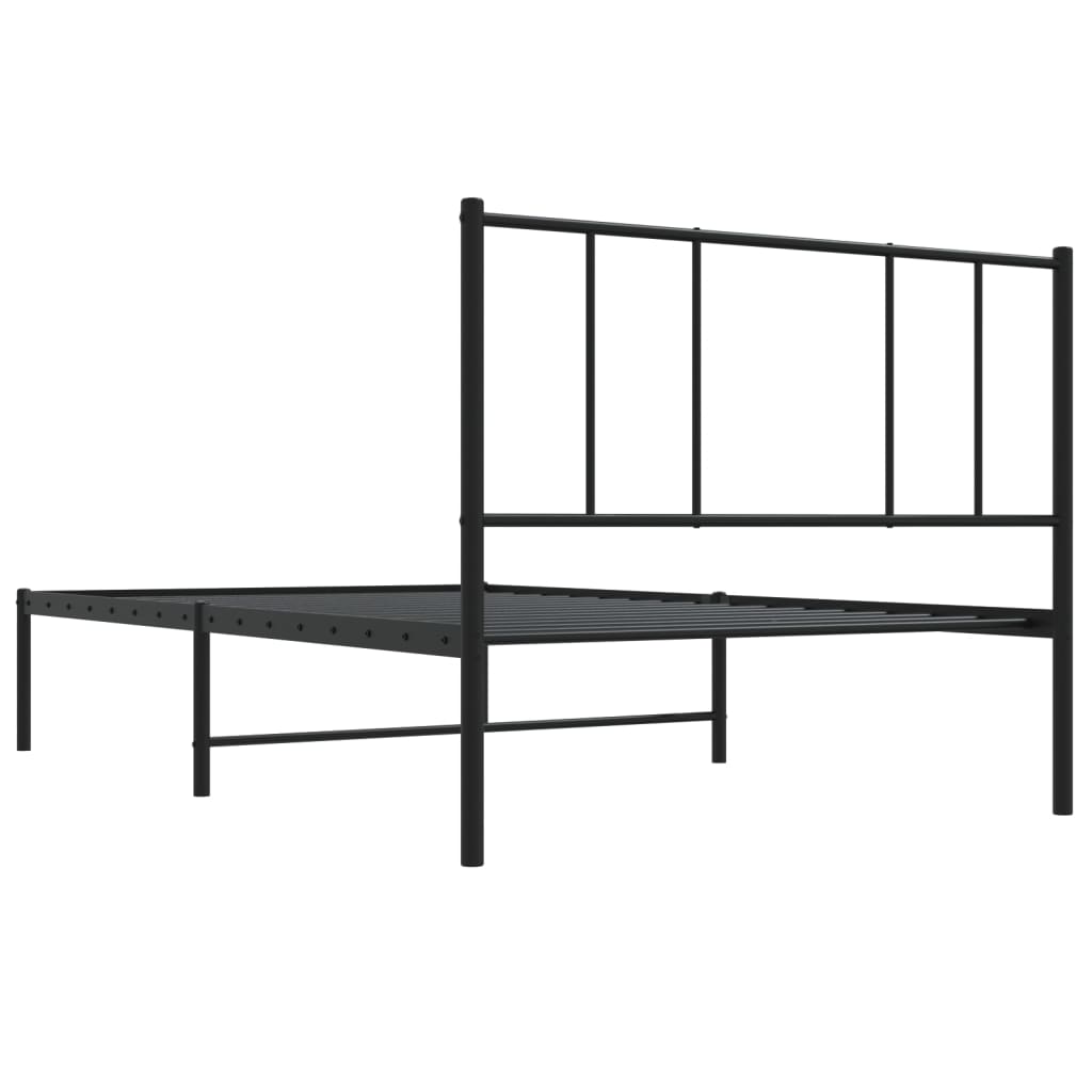 Sengeramme i metall med hodegavl svart 100x190 cm