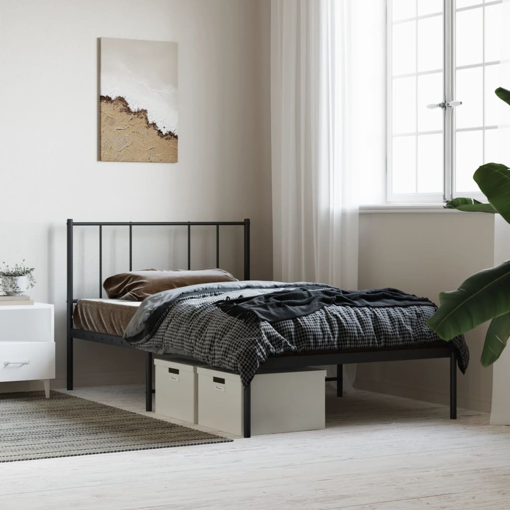 Sengeramme i metall med hodegavl svart 100x190 cm