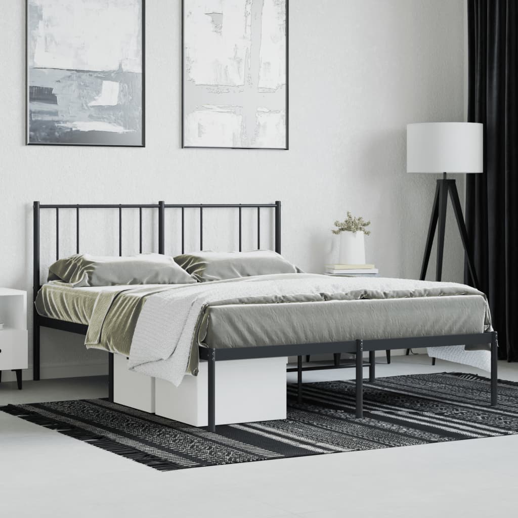 Sengeramme i metall med hodegavl svart 135x190 cm