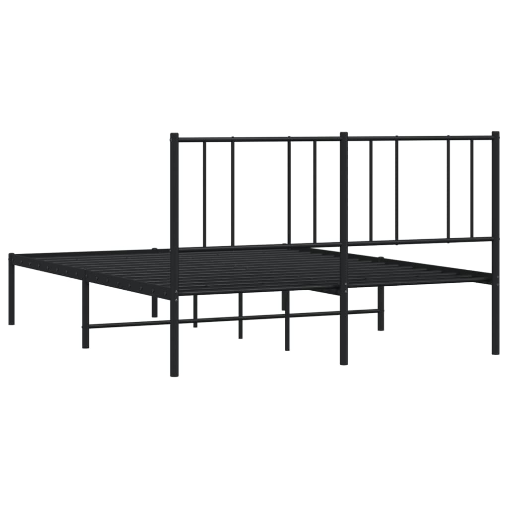 Sengeramme i metall med hodegavl svart 140x190 cm