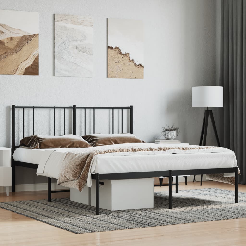 Sengeramme i metall med hodegavl svart 140x190 cm