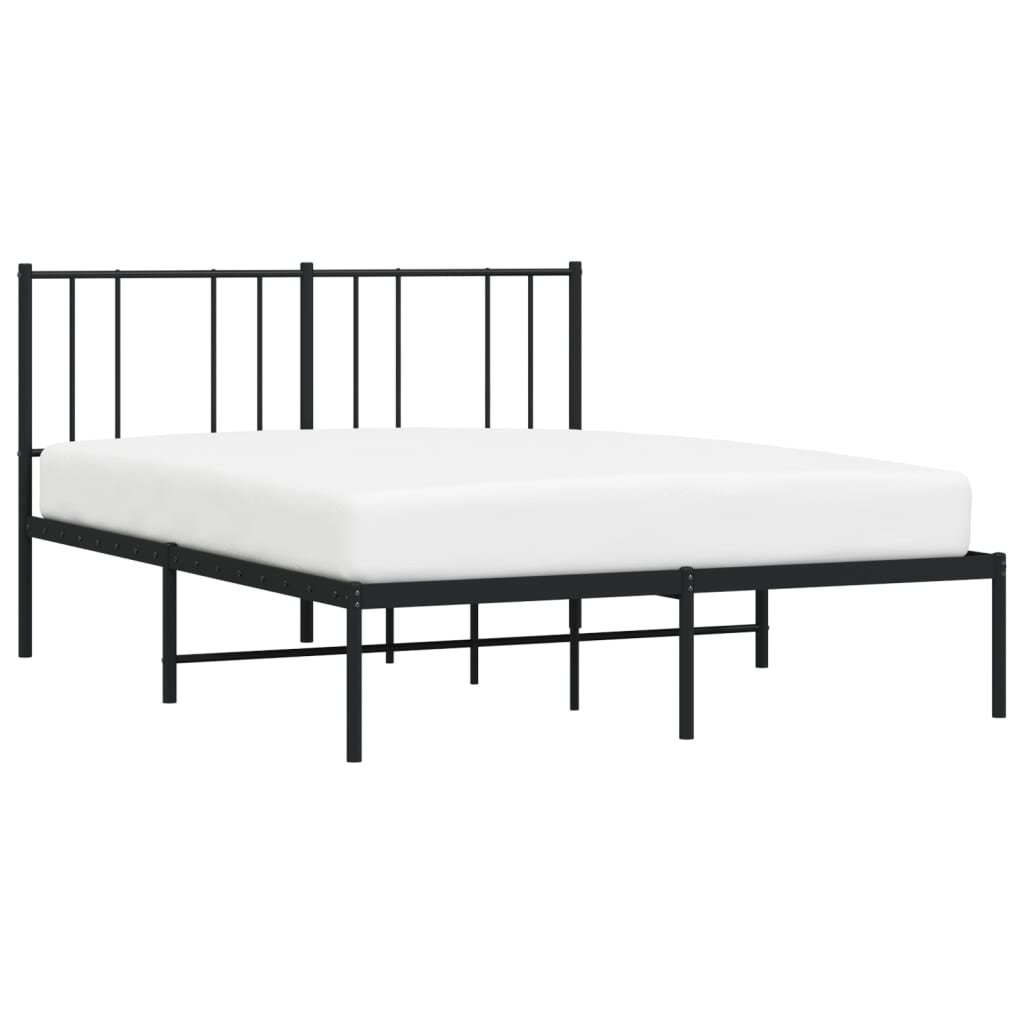 Sengeramme i metall med sengegavl svart 140x200 cm