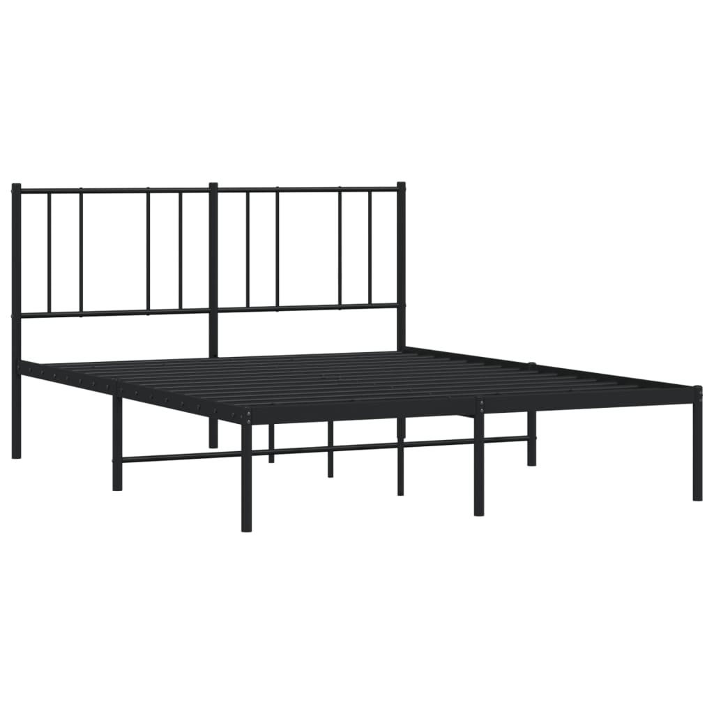 Sengeramme i metall med sengegavl svart 140x200 cm
