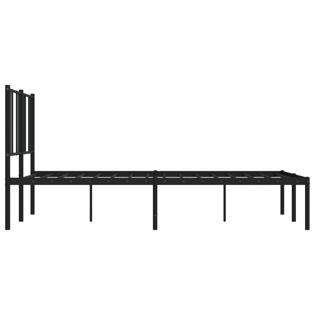 Sengeramme i metall med sengegavl svart 140x200 cm