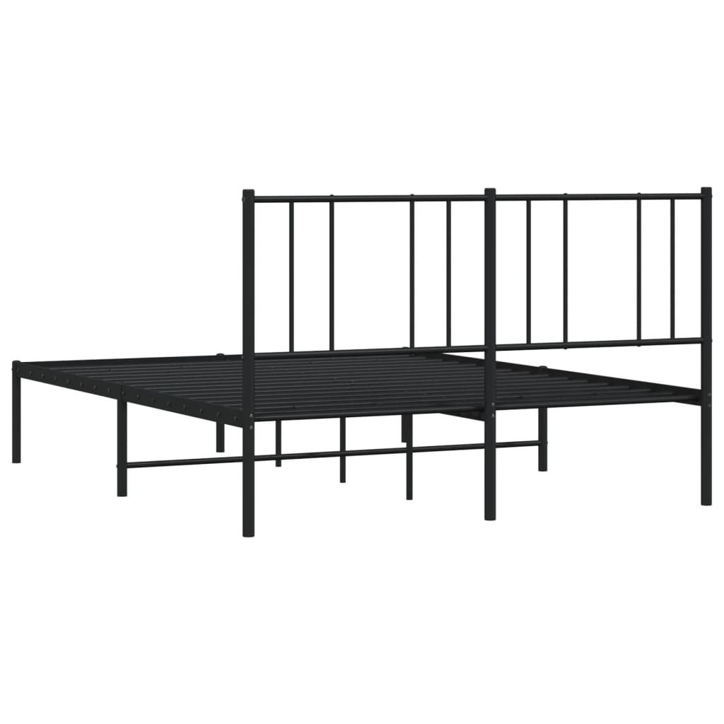 Sengeramme i metall med sengegavl svart 140x200 cm