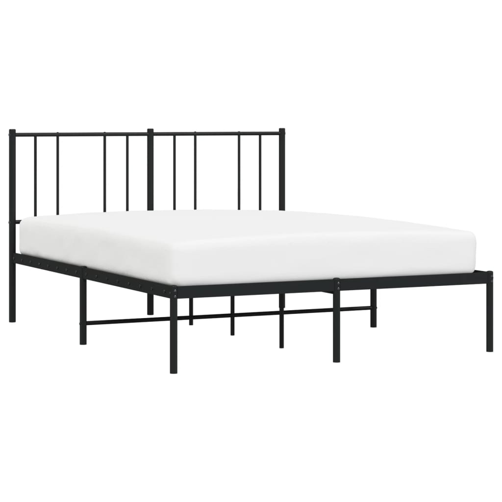 Sengeramme i metall med sengegavl svart 150x200 cm
