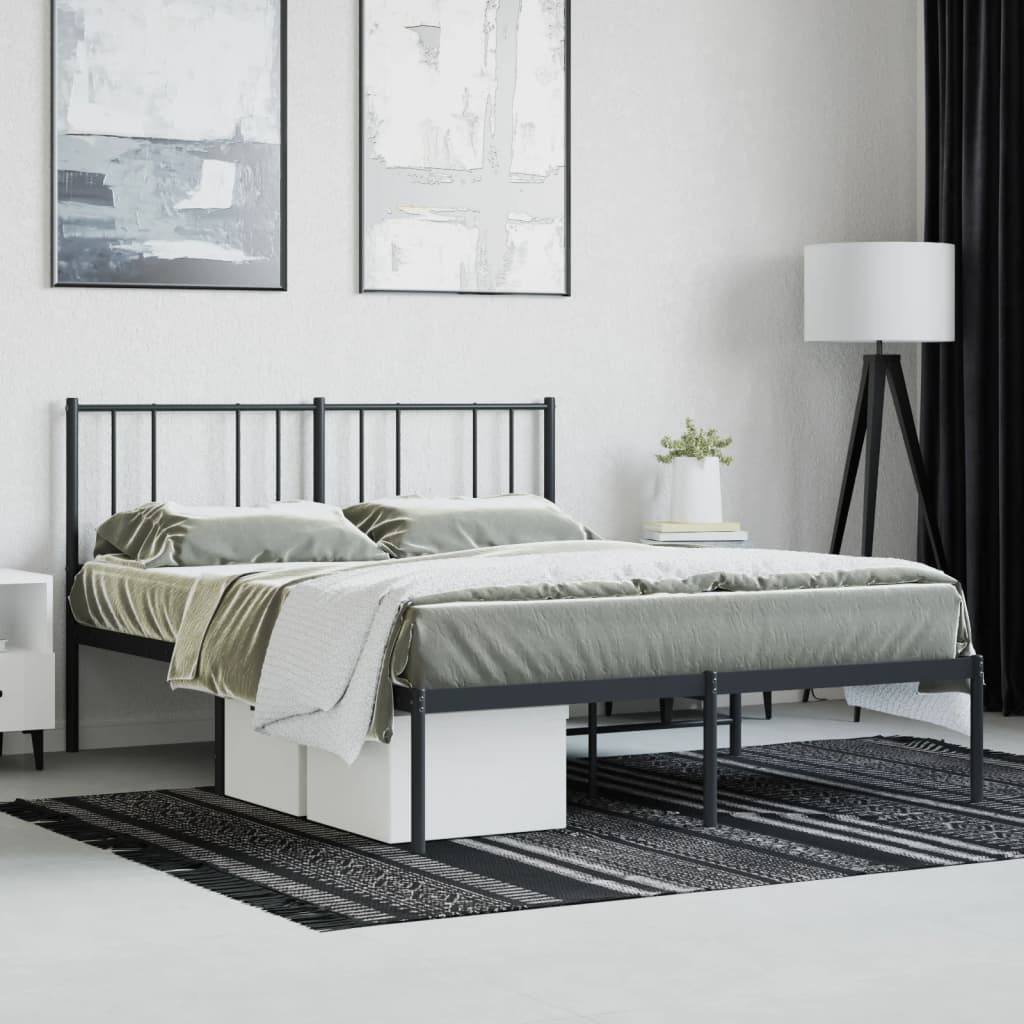Sengeramme i metall med sengegavl svart 150x200 cm