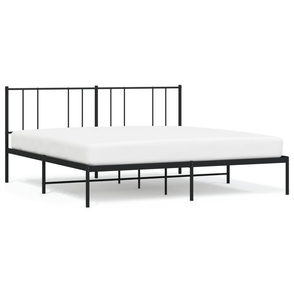 Sengeramme i metall med sengegavl svart 183x213 cm