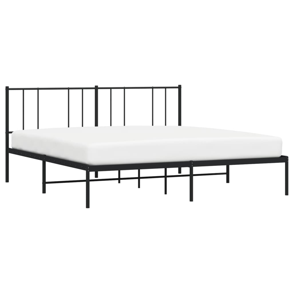 Sengeramme i metall med sengegavl svart 183x213 cm