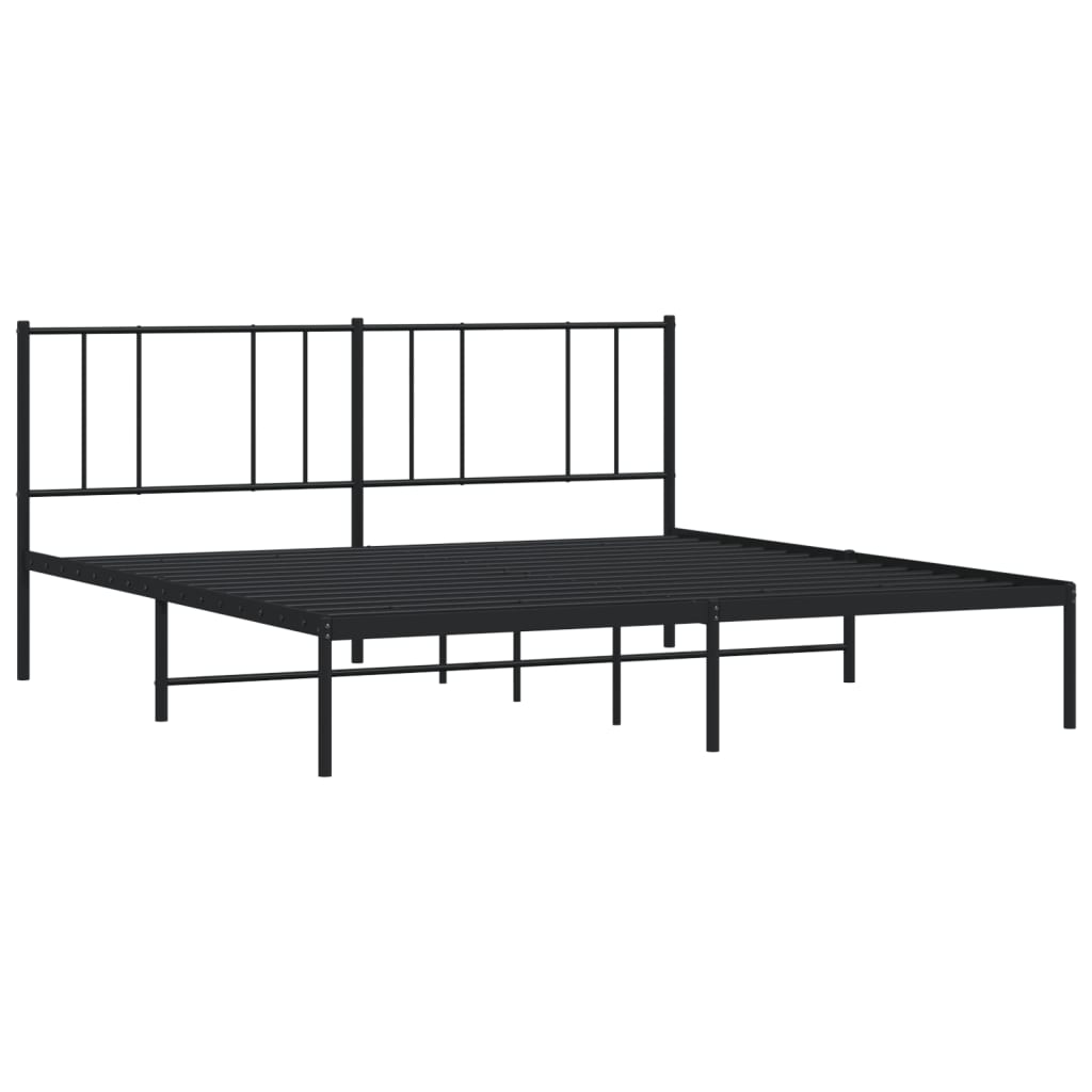Sengeramme i metall med sengegavl svart 183x213 cm