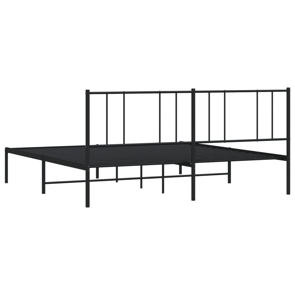 Sengeramme i metall med sengegavl svart 183x213 cm