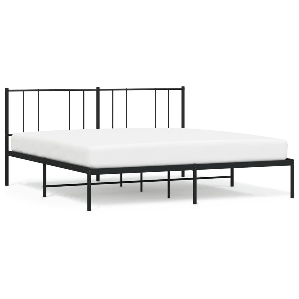 Sengeramme i metall med sengegavl svart 193x203 cm