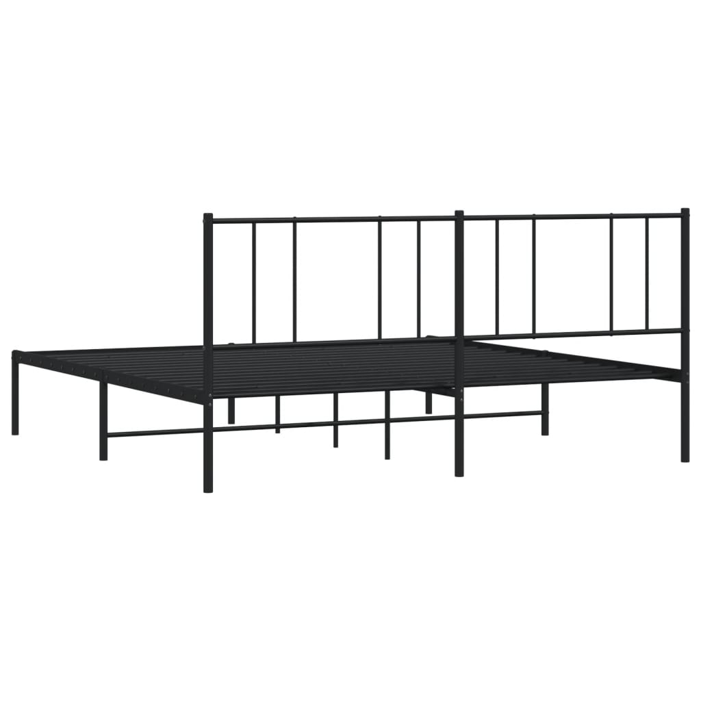 Sengeramme i metall med sengegavl svart 193x203 cm