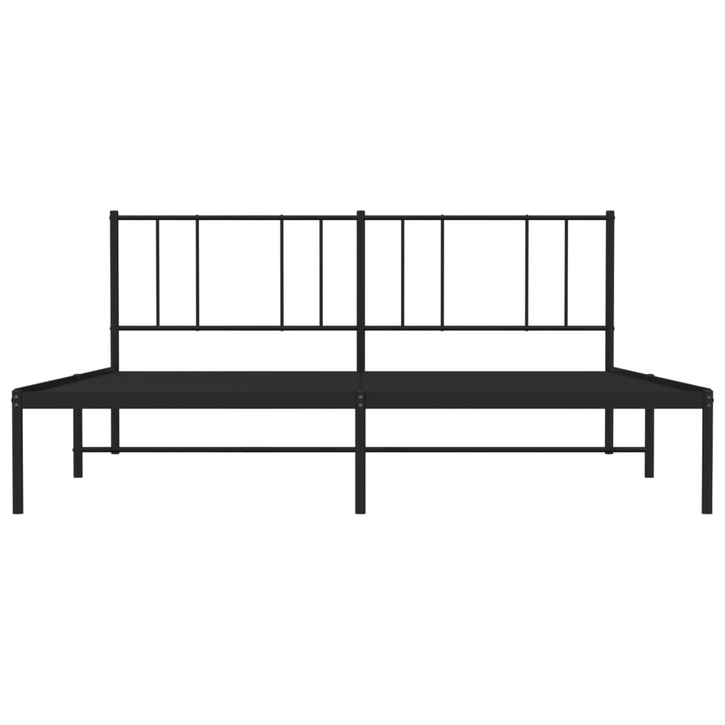 Sengeramme i metall med sengegavl svart 200x200 cm