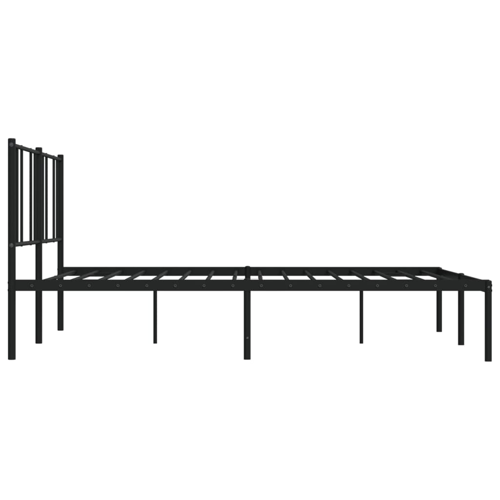 Sengeramme i metall med sengegavl svart 200x200 cm