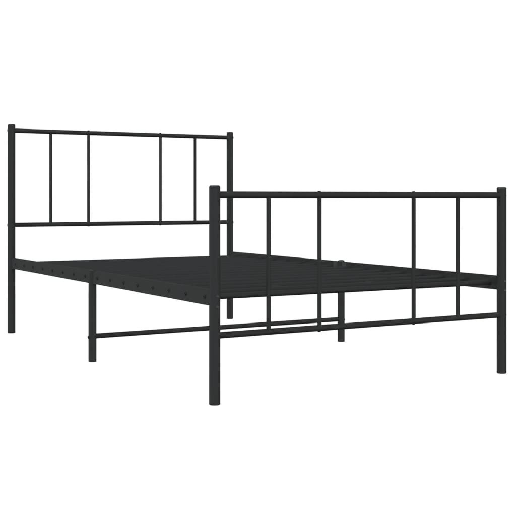 Sengeramme i metall med hode- og fotgavl svart 75x190 cm