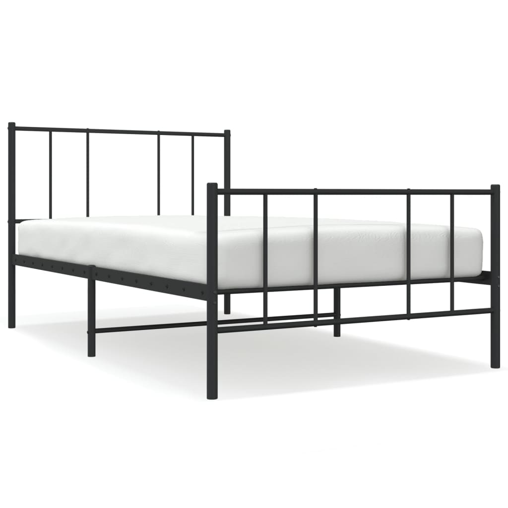 Sengeramme i metall med hode- og fotgavl svart 90x190 cm