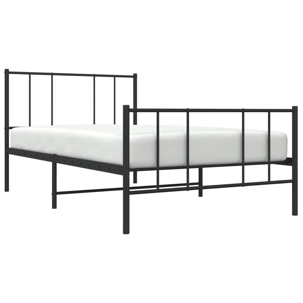 Sengeramme i metall med hode- og fotgavl svart 90x190 cm