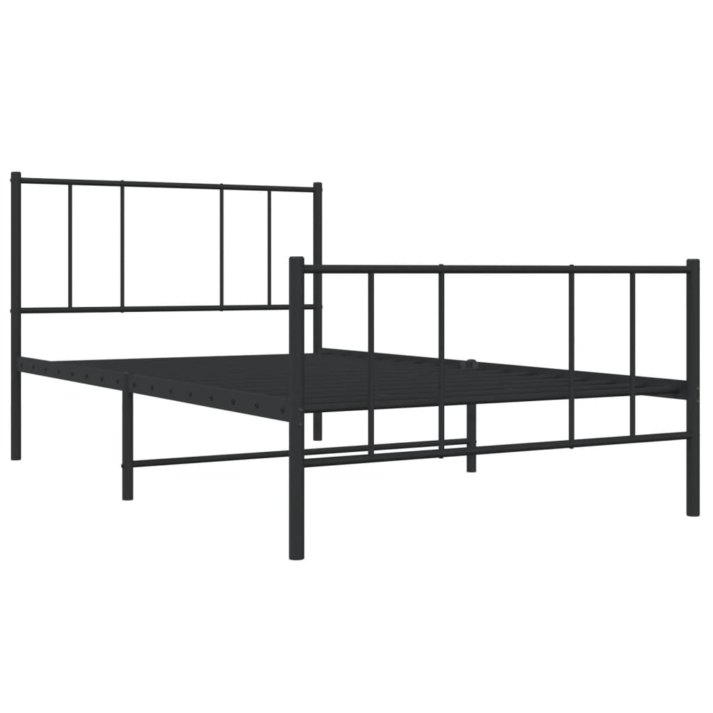 Sengeramme i metall med hode- og fotgavl svart 90x190 cm