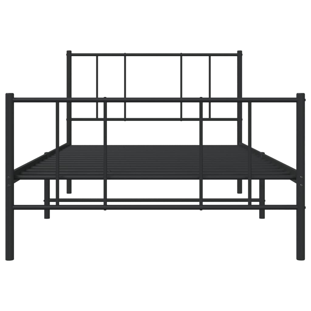 Sengeramme i metall med hode- og fotgavl svart 90x190 cm
