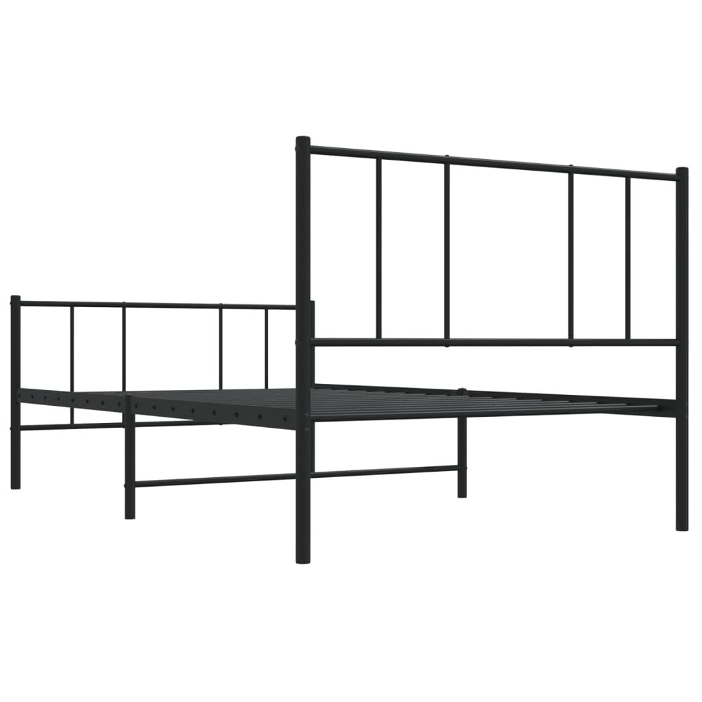 Sengeramme i metall med hode- og fotgavl svart 90x190 cm