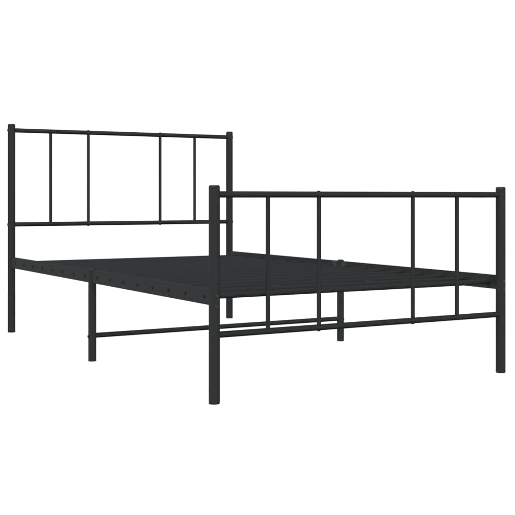 Sengeramme i metall med hode- og fotgavl svart 100x190 cm