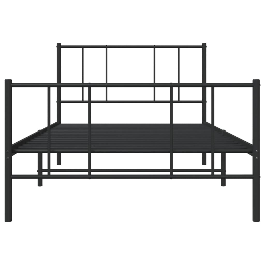 Sengeramme i metall med hode- og fotgavl svart 100x190 cm