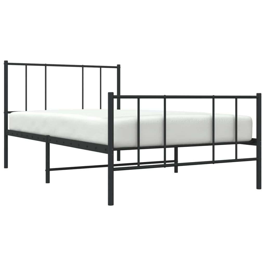 Sengeramme i metall med hode- og fotgavl svart 107x203 cm