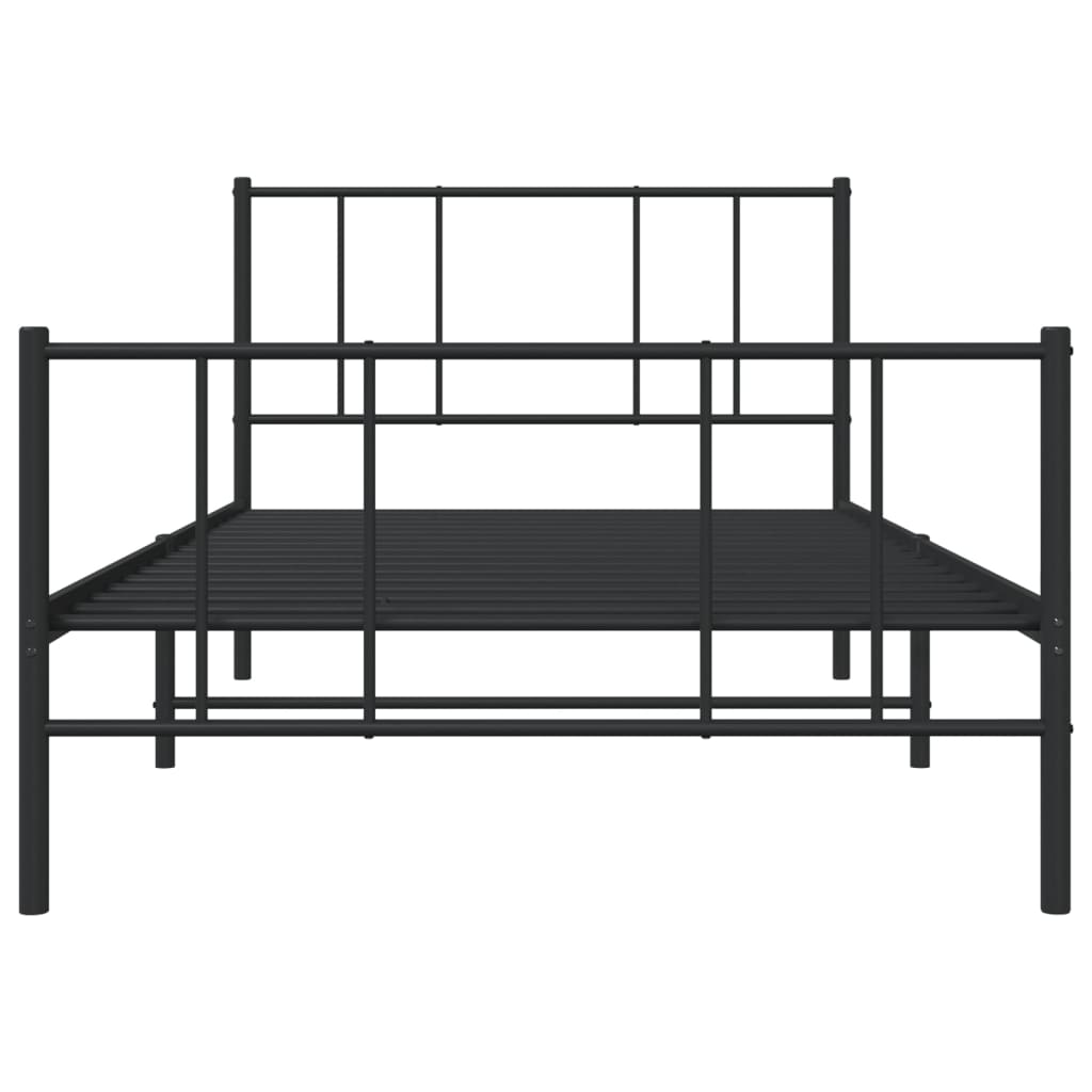 Sengeramme i metall med hode- og fotgavl svart 107x203 cm