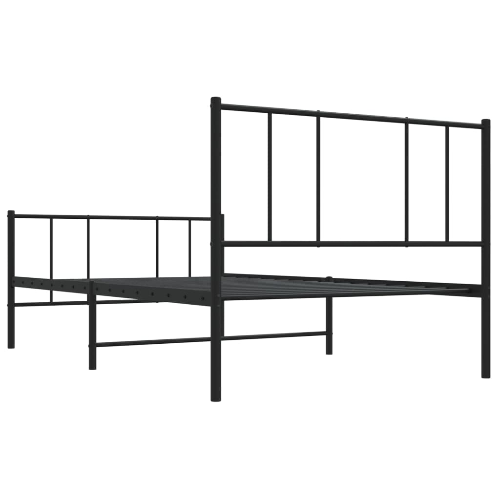 Sengeramme i metall med hode- og fotgavl svart 107x203 cm