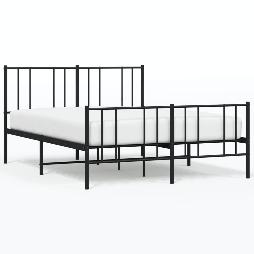 Sengeramme i metall med hode- og fotgavl svart 120x190 cm
