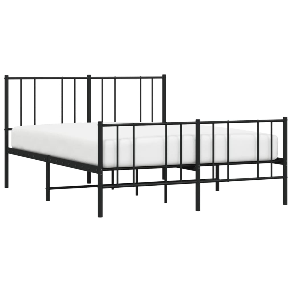 Sengeramme i metall med hode- og fotgavl svart 120x190 cm
