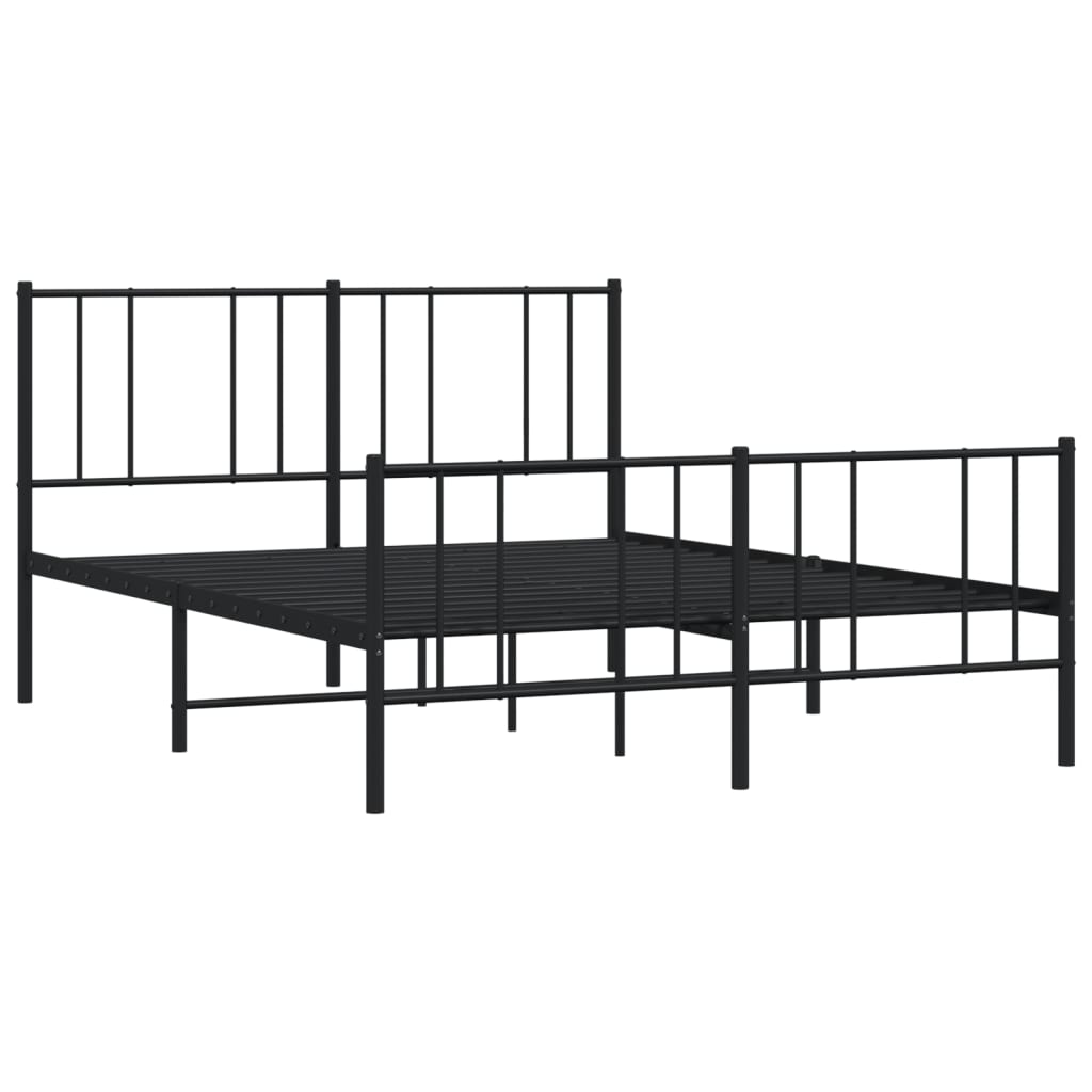 Sengeramme i metall med hode- og fotgavl svart 120x190 cm