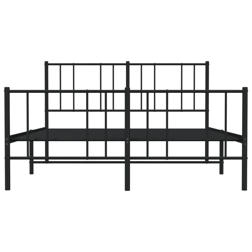 Sengeramme i metall med hode- og fotgavl svart 120x190 cm