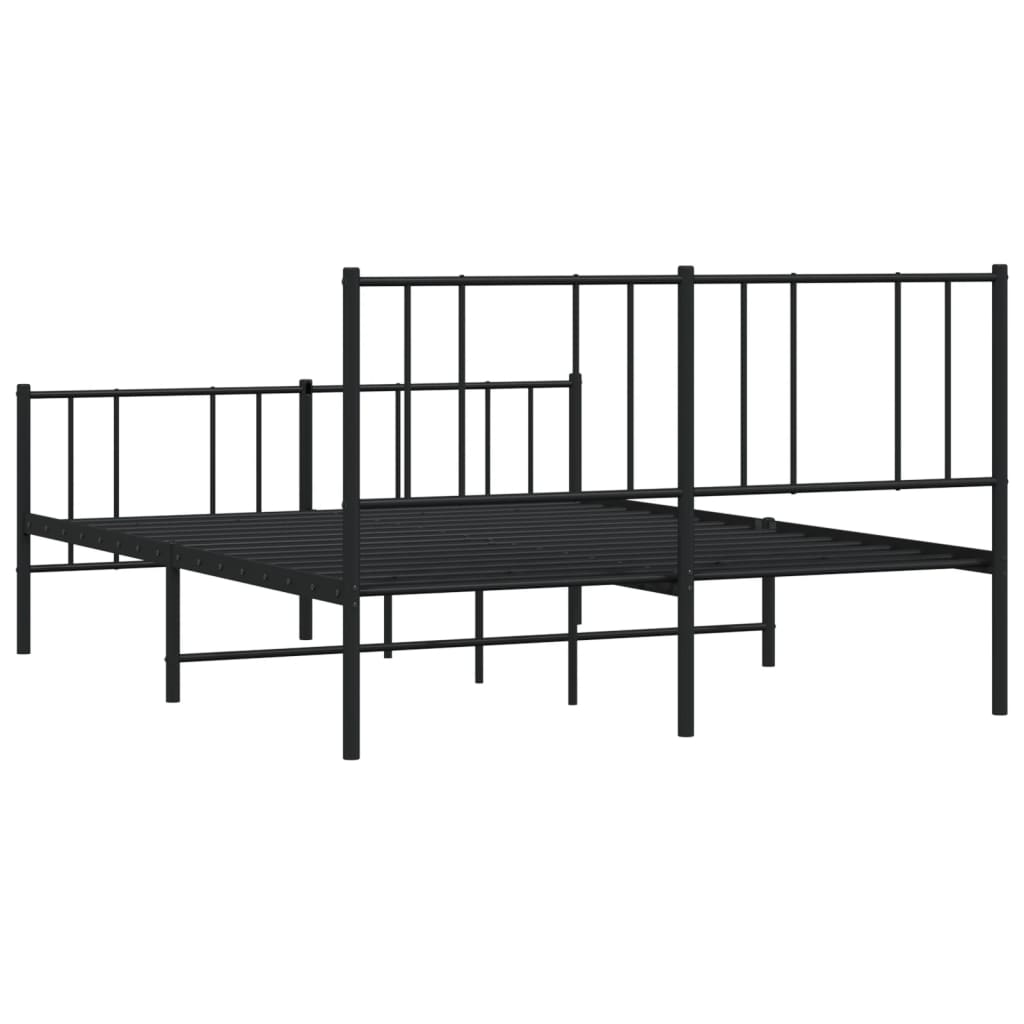 Sengeramme i metall med hode- og fotgavl svart 120x200 cm