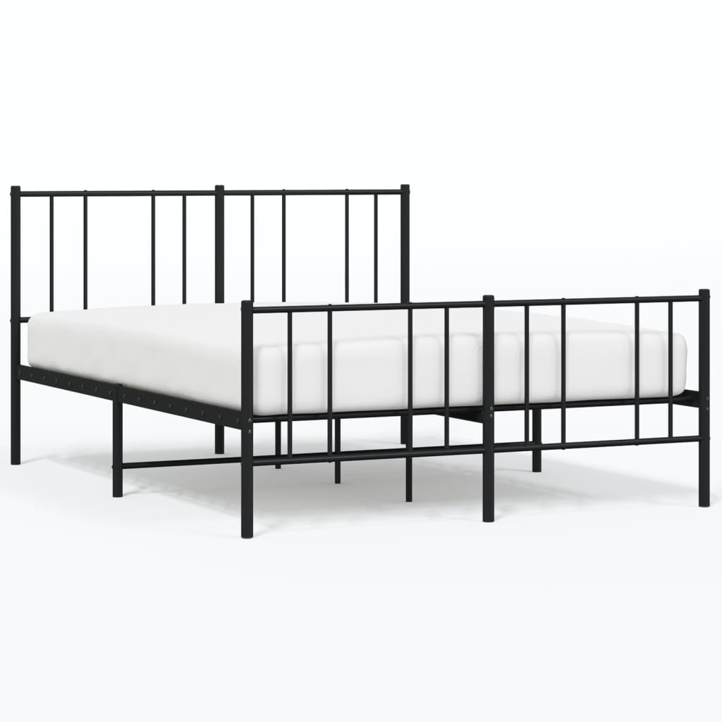Sengeramme i metall med hode- og fotgavl svart 135x190 cm