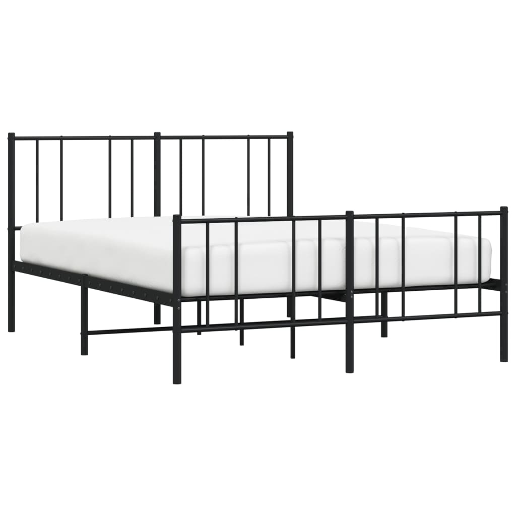 Sengeramme i metall med hode- og fotgavl svart 135x190 cm