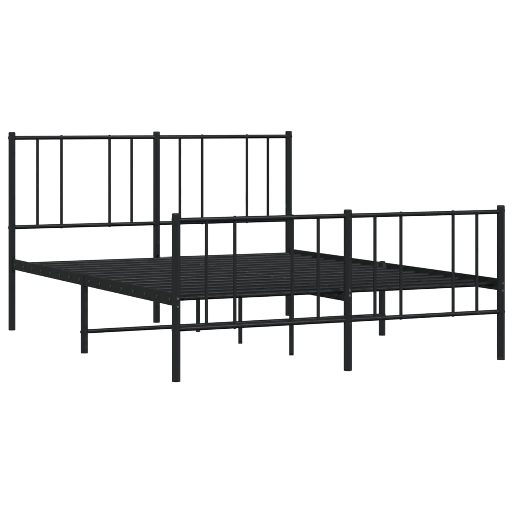 Sengeramme i metall med hode- og fotgavl svart 135x190 cm