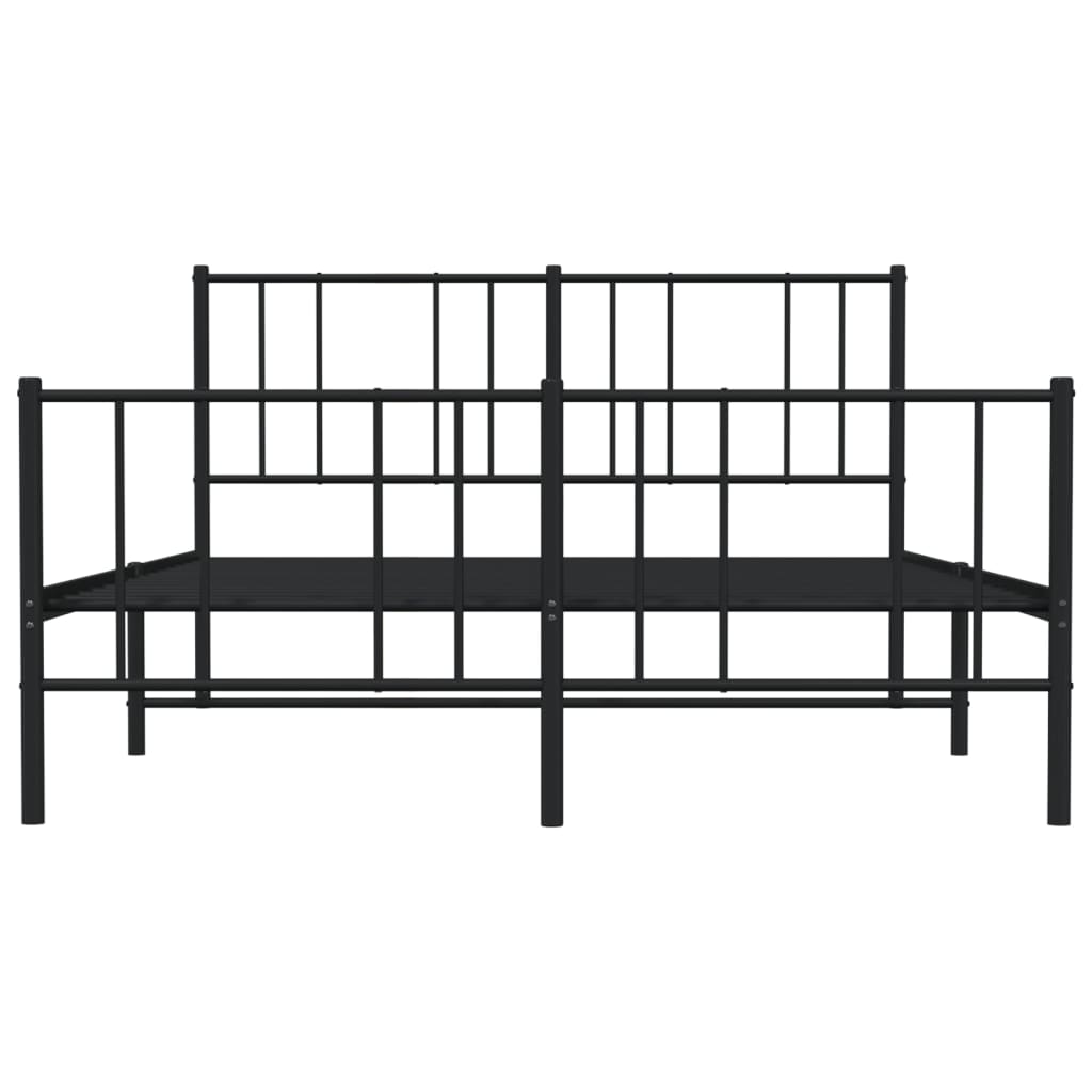 Sengeramme i metall med hode- og fotgavl svart 135x190 cm