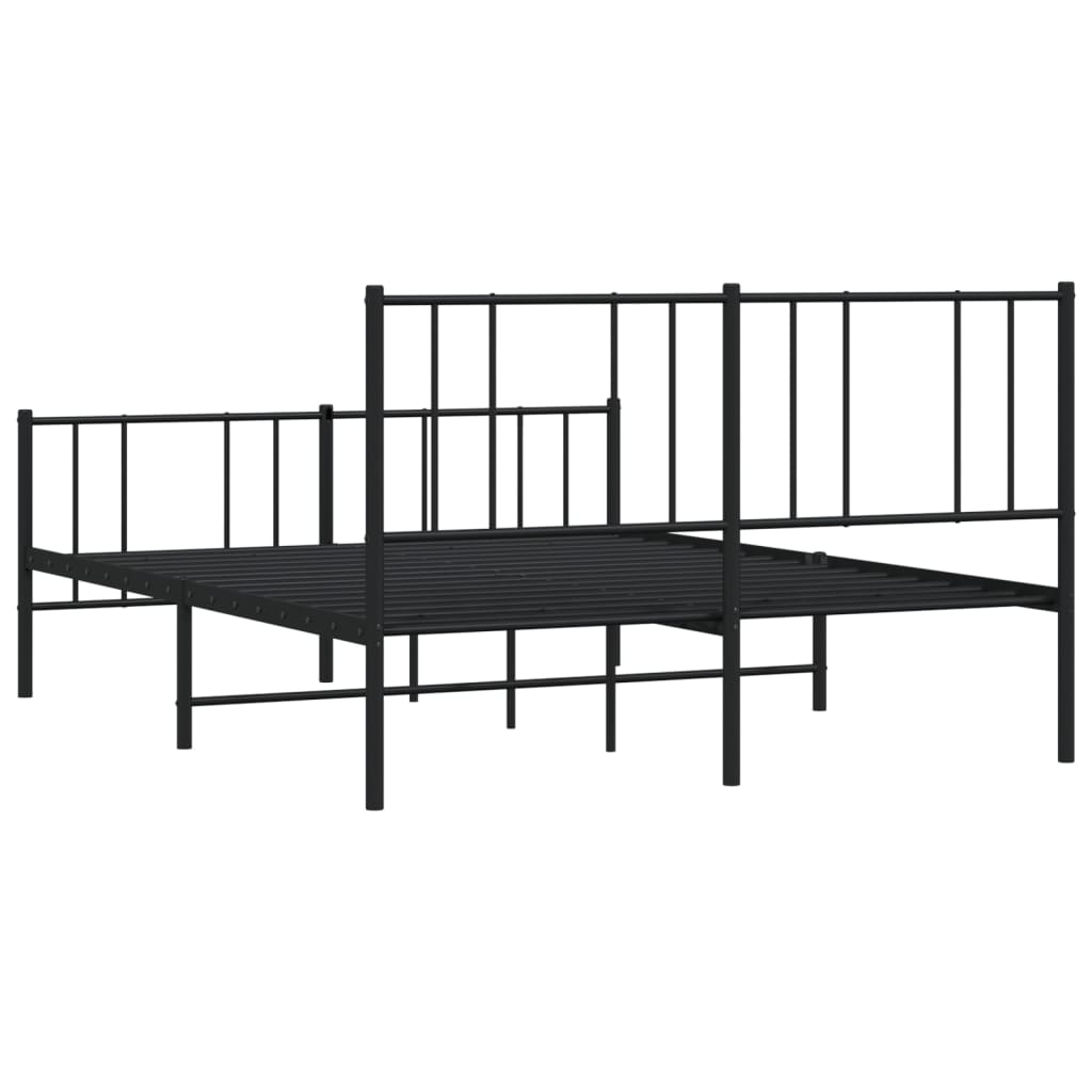 Sengeramme i metall med hode- og fotgavl svart 135x190 cm