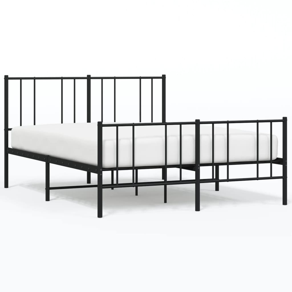 Sengeramme i metall med hode- og fotgavl svart 140x190 cm