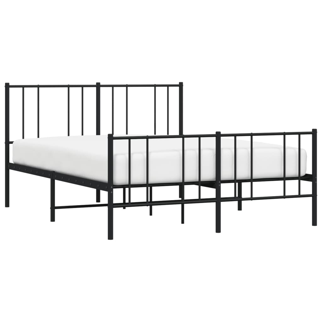 Sengeramme i metall med hode- og fotgavl svart 140x190 cm