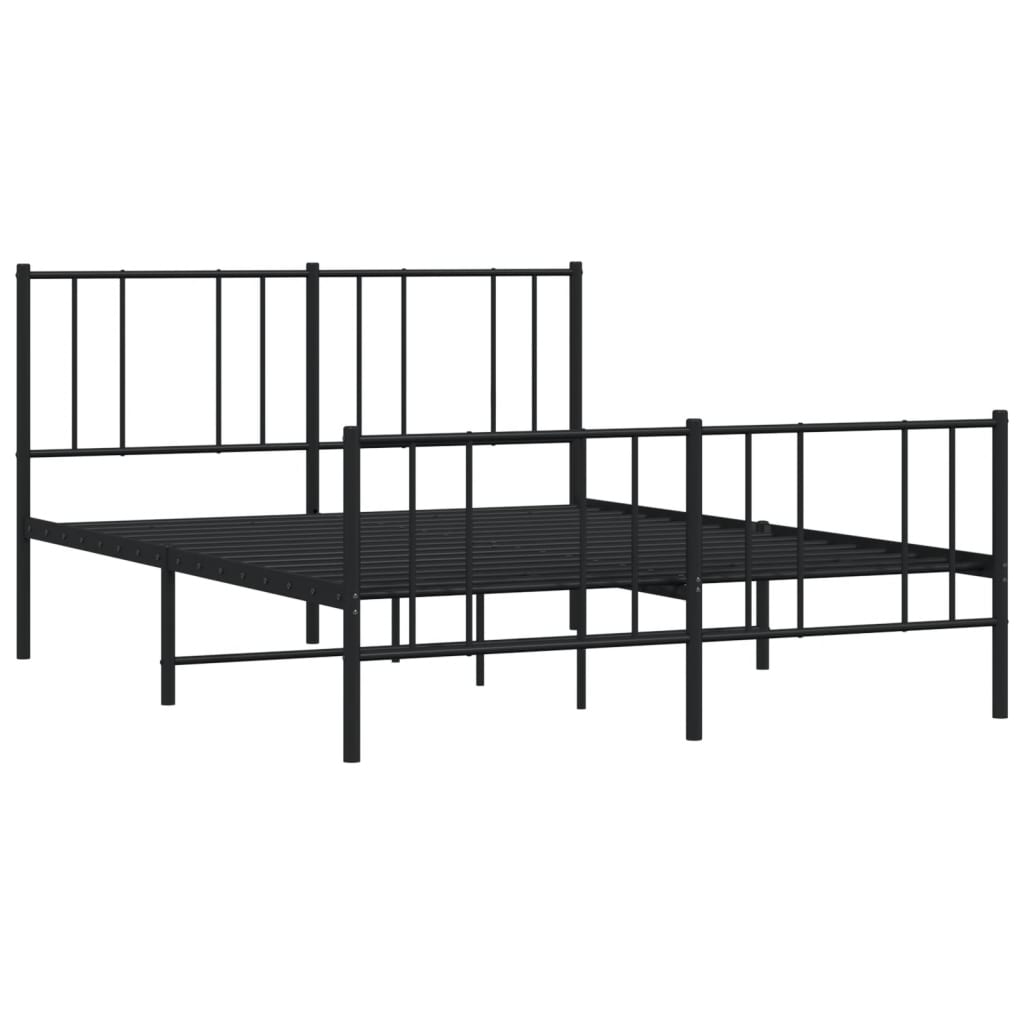 Sengeramme i metall med hode- og fotgavl svart 140x190 cm